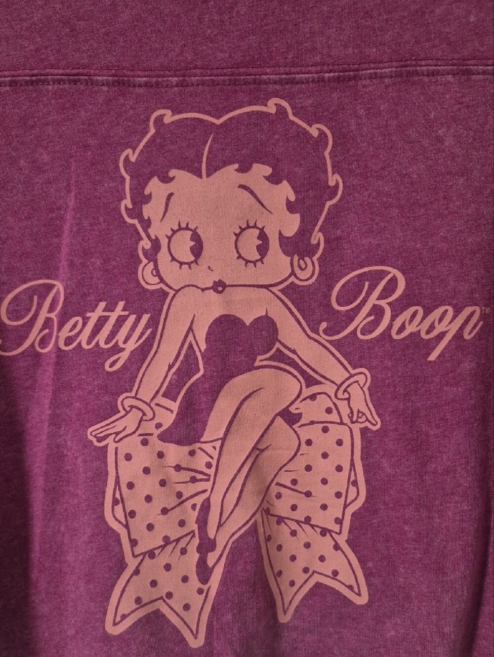 Betty Boop Burgundy Women's Graphic Tee With Slouchy Shorts - Picture 9 of 9